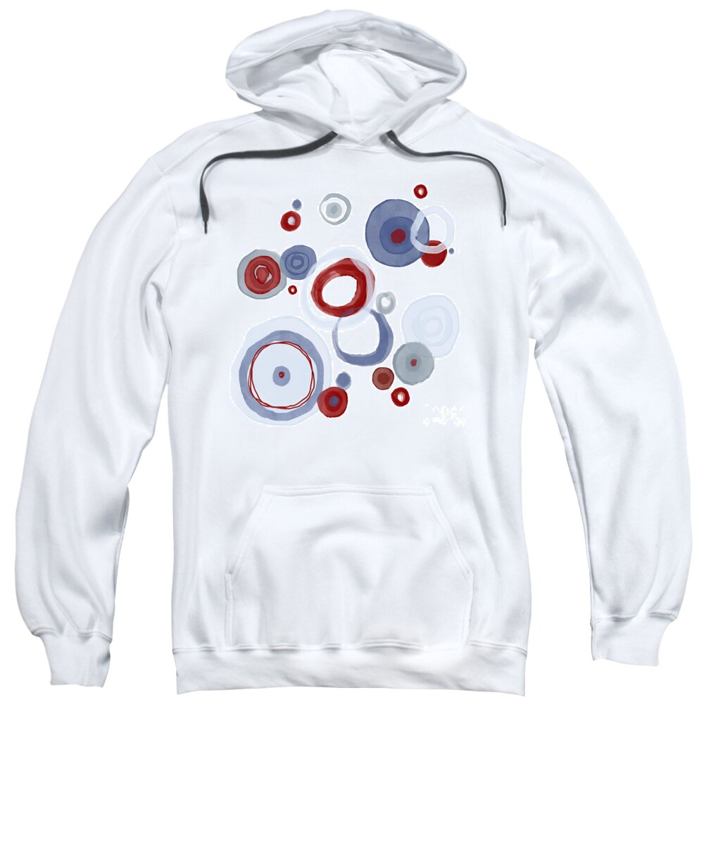 Abstract Shapes Sweatshirt featuring the digital art Abstract Circles in Red White and Blue #1 by Patricia Awapara
