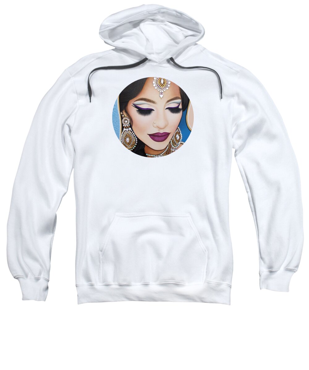 Art Sweatshirt featuring the painting Brilliant Indian Beauty #1 by Malinda Prud'homme