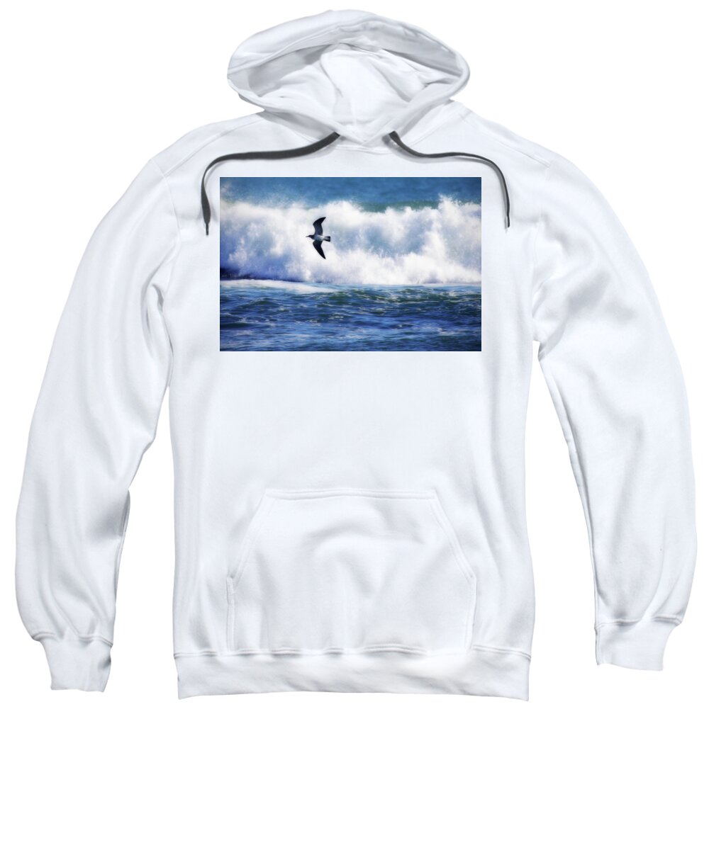Photo Sweatshirt featuring the photograph Gull in the Waves #2 by Alan Hausenflock