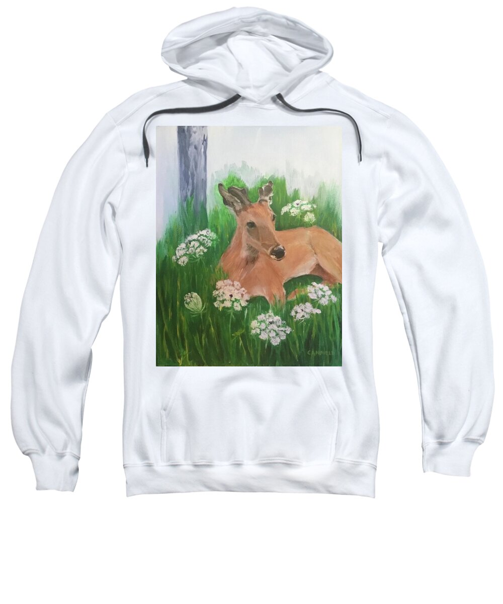 Deer Sweatshirt featuring the painting Jack #1 by Ellen Canfield