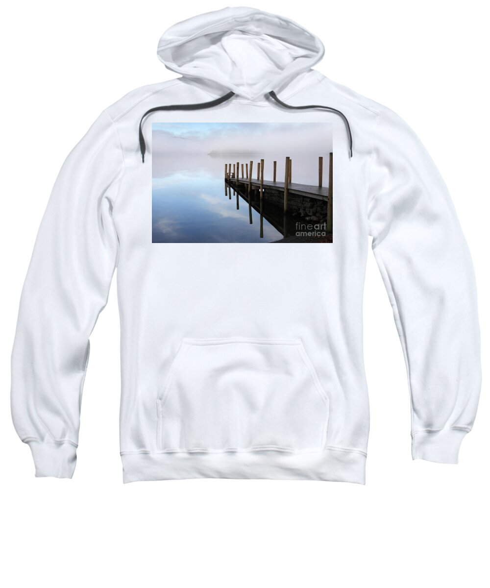 Jetty Sweatshirt featuring the photograph Mist over Derwent Water #1 by Bryan Attewell