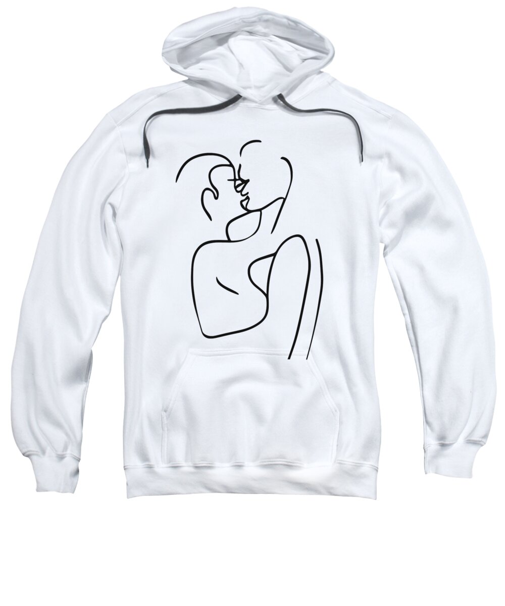 One Line Drawing Set, Minimalist Couple Kissing, Couple Kiss Illustration,  Romantic Wall Art, No 02 #2 Adult Pull-Over Hoodie by Mounir Khalfouf -  Pixels