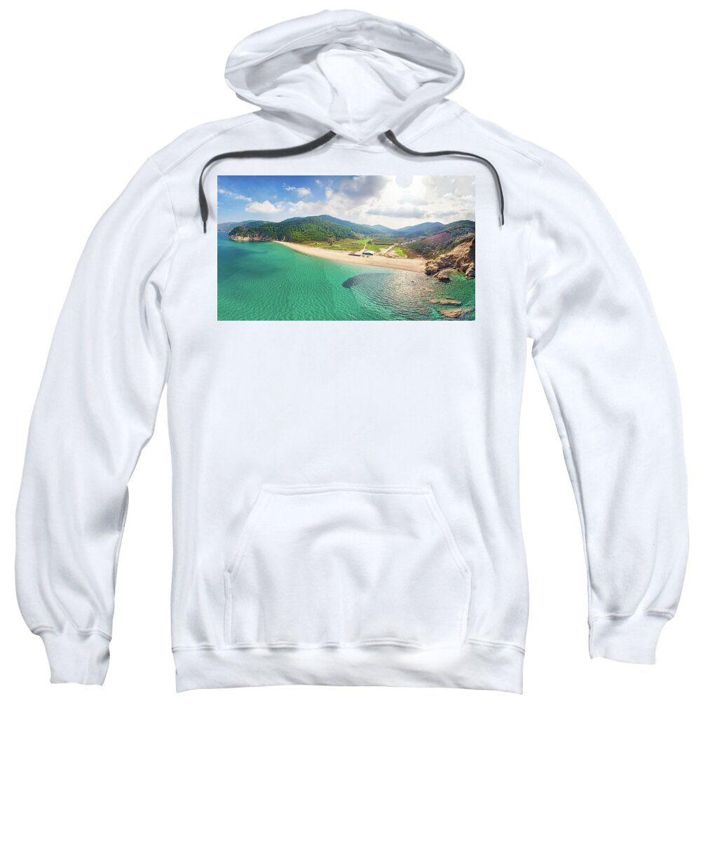 Island Sweatshirt featuring the photograph The beach Aselinos in Skiathos, Greece #1 by Constantinos Iliopoulos