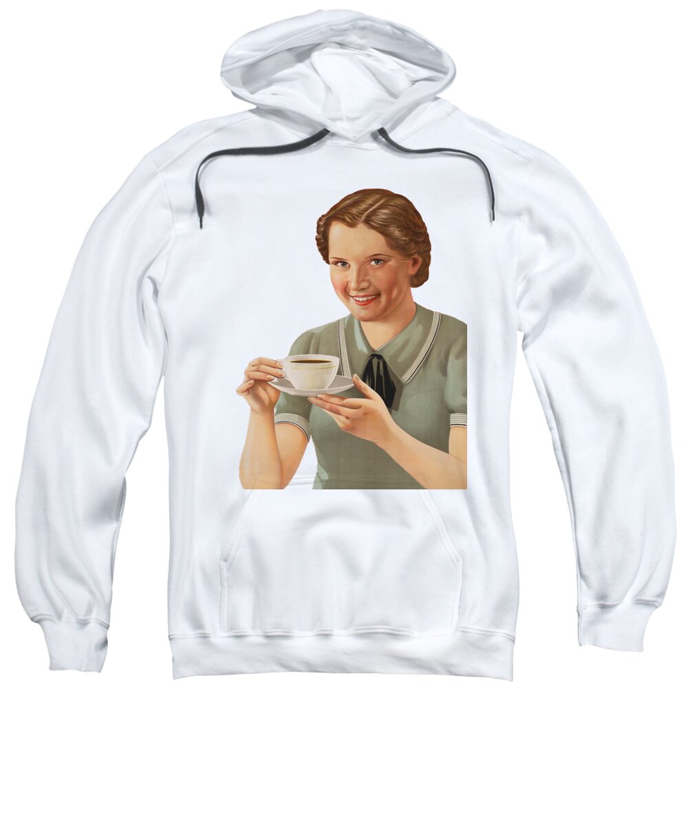 Coffee Sweatshirt featuring the digital art Vintage Coffee Lady #1 by Madame Memento