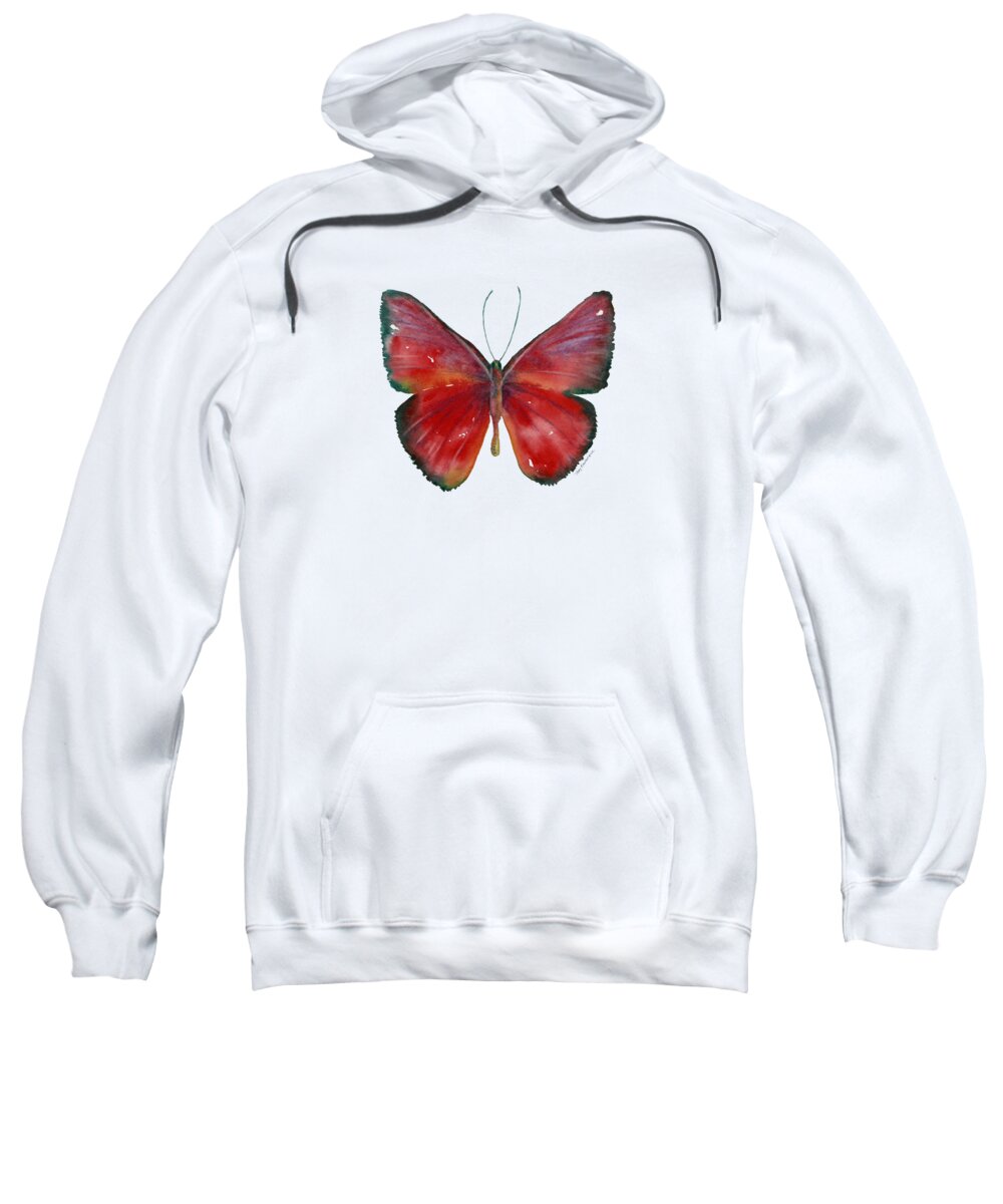 Red Sweatshirt featuring the painting 16 Mesene Rubella Butterfly by Amy Kirkpatrick