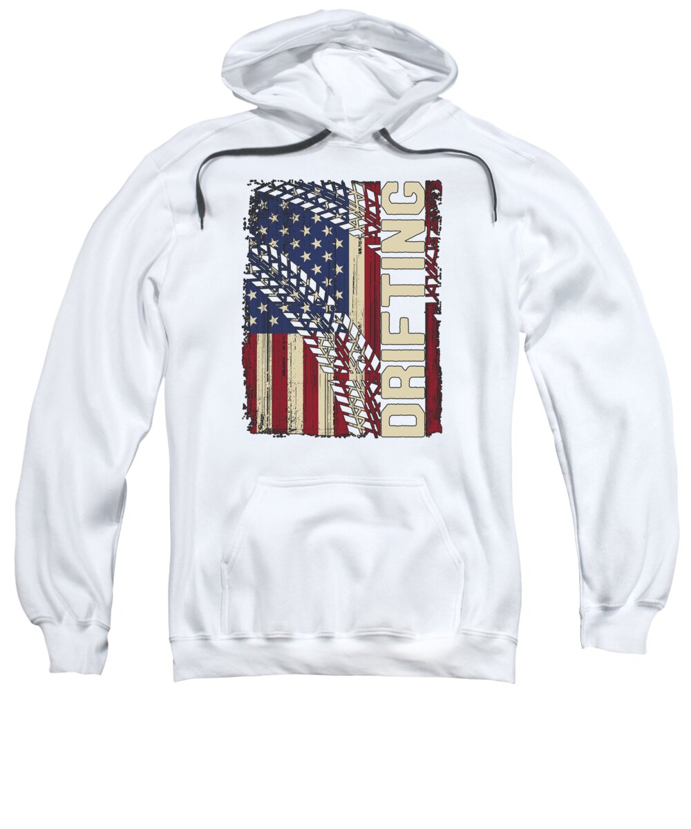 Drifting Sweatshirt featuring the digital art American US Flag Patriotic Drifter Car Drifting #2 by Toms Tee Store