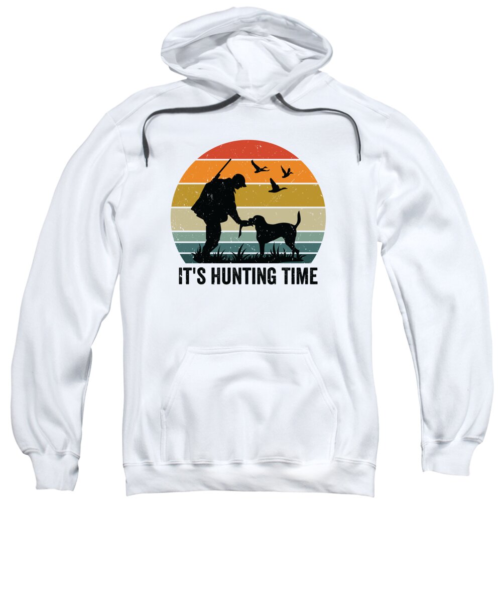 Hunting Time Sweatshirt featuring the digital art Hunting Time Retro Nature Shooting Wild Animal Hunt #2 by Toms Tee Store