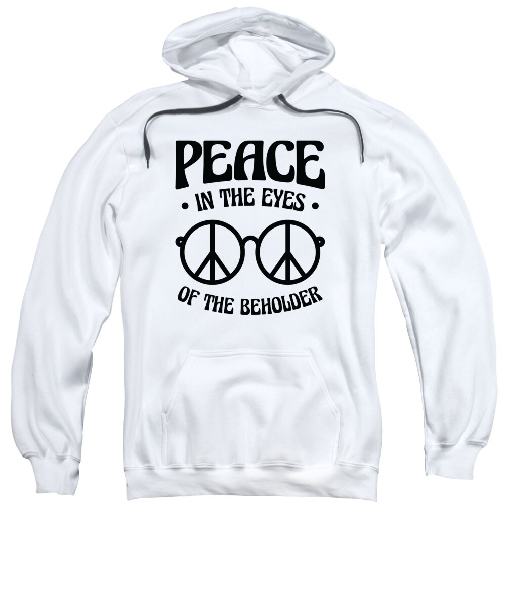Peace Sign Sweatshirt featuring the digital art Peace Sign Vintage Glasses Peace Lover Positivity #2 by Toms Tee Store