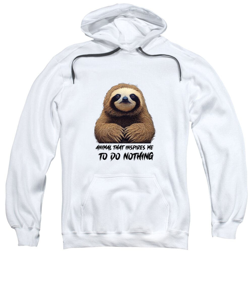  Jungle Sweatshirt featuring the digital art The Animal That Inspires me to Do Nothing is the Sloth #2 by Lena Owens - OLena Art Vibrant Palette Knife and Graphic Design