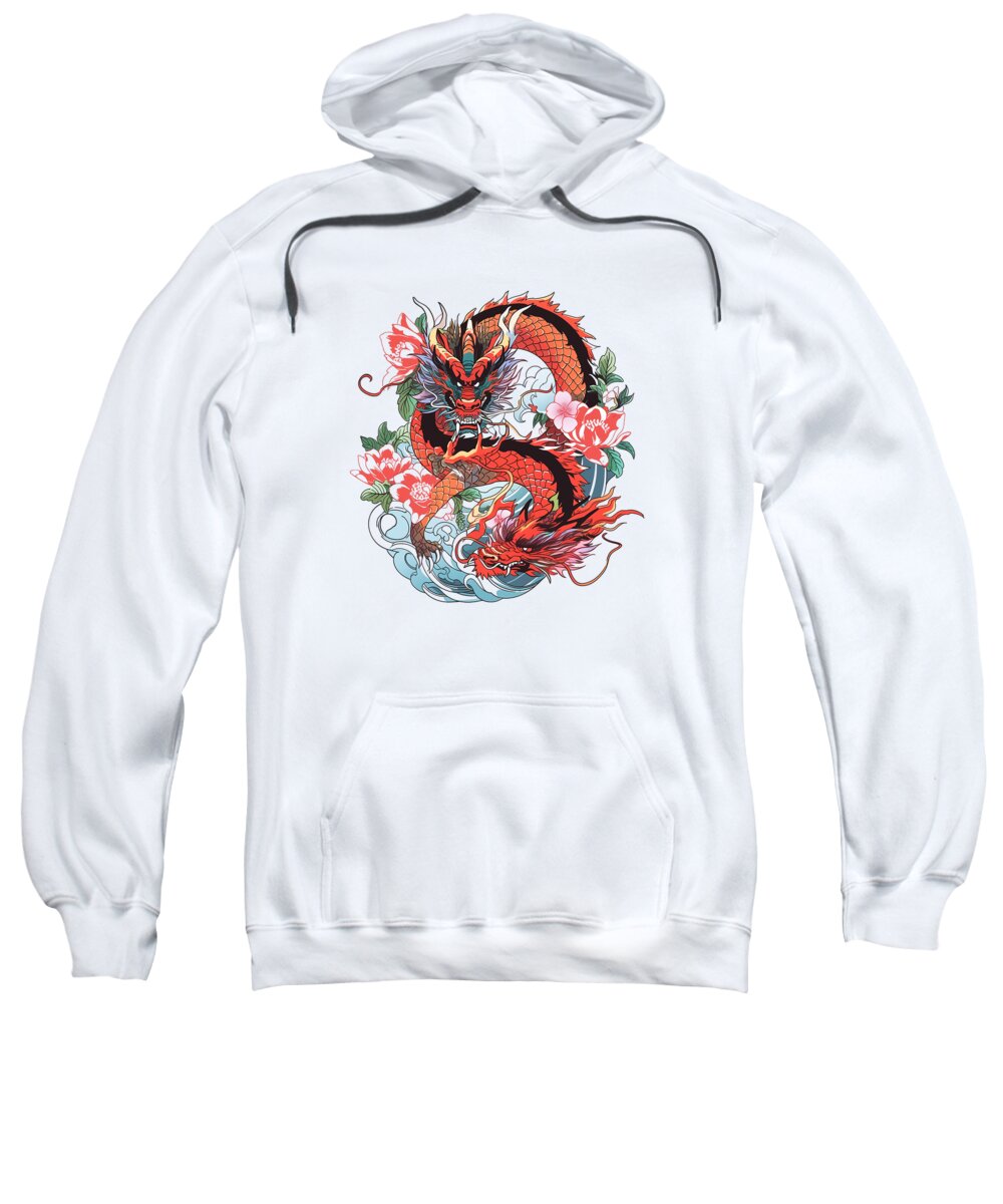 Dragon Sweatshirt featuring the mixed media Tattoo Style Dragon #259 by Loose Goose Tattoos