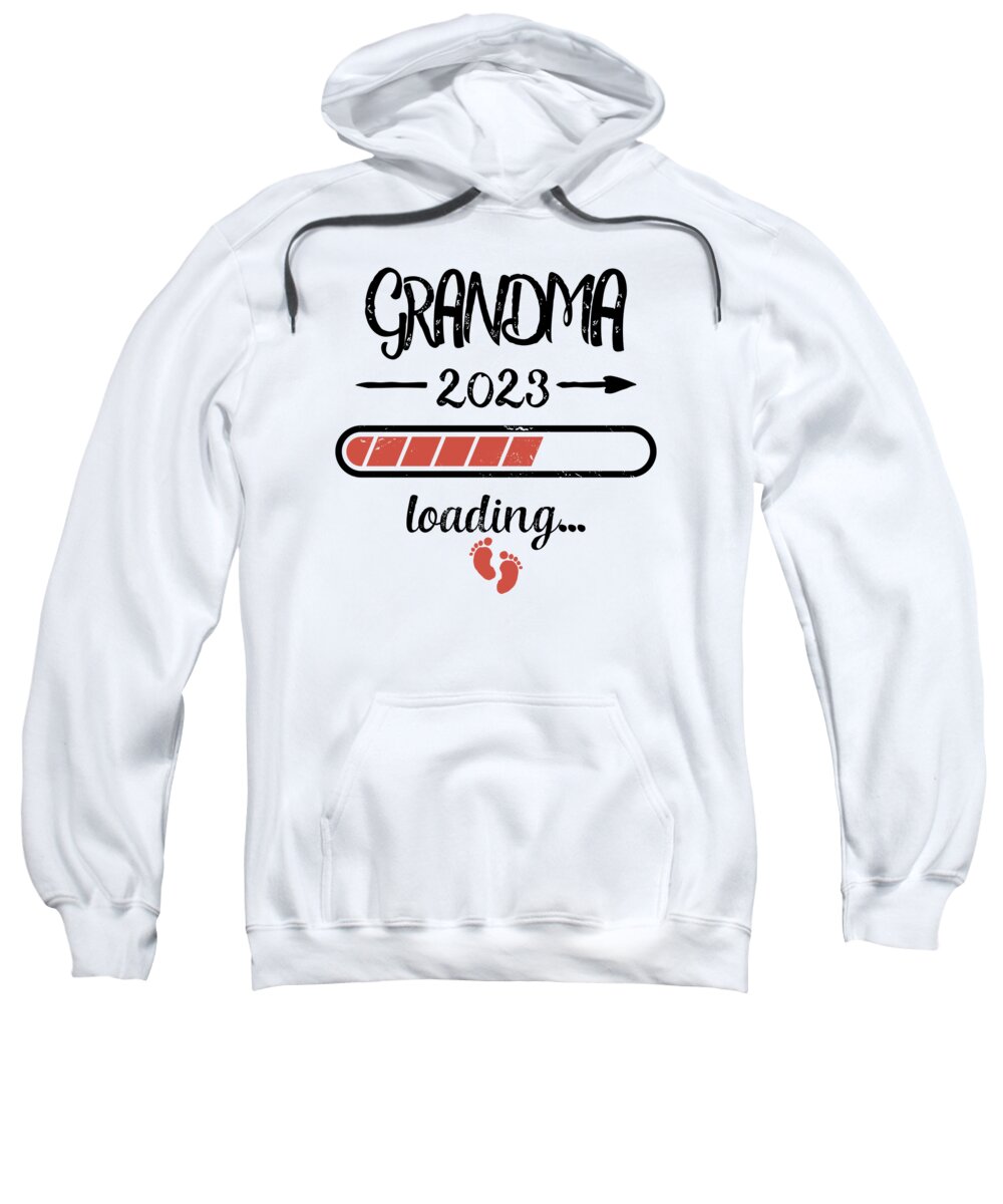 Pregnancy Announcement Sweatshirt featuring the digital art Granny 2023 Loading pregnancy grandmother birth #4 by Toms Tee Store