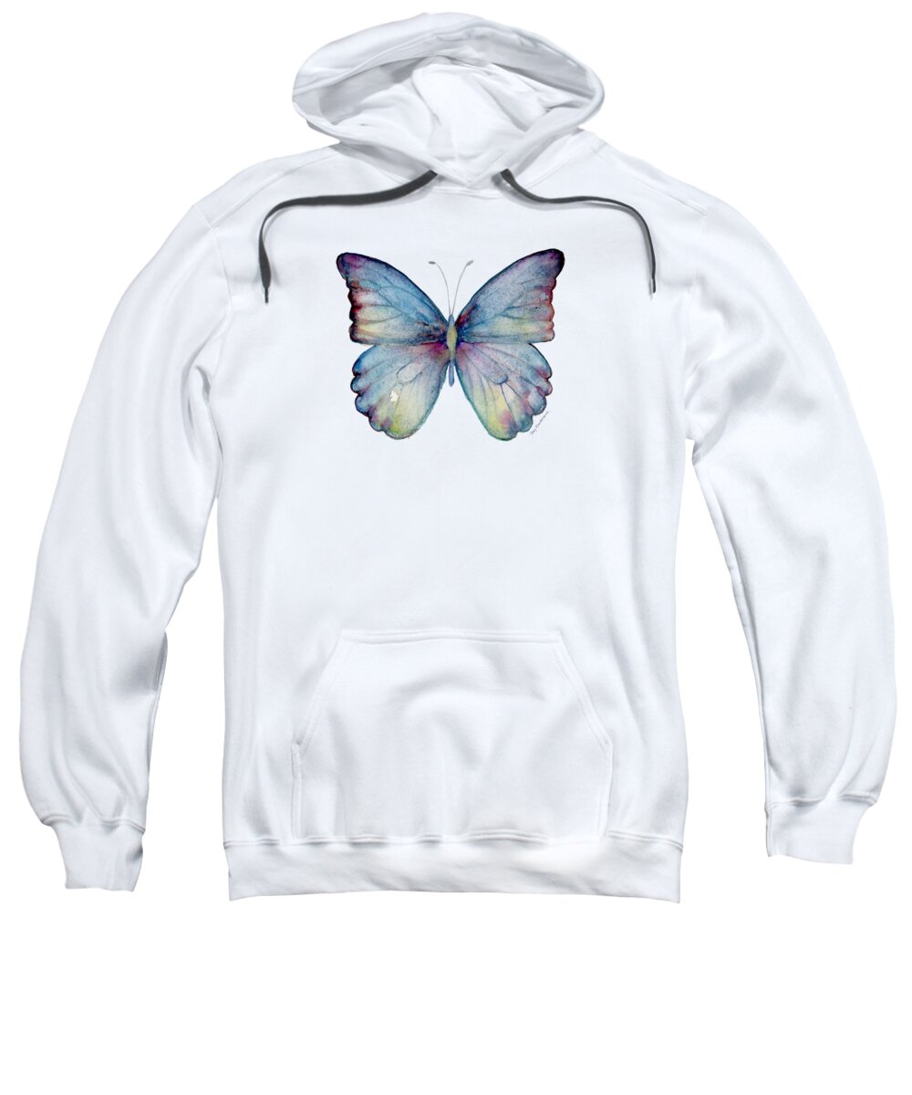 Celestina Sweatshirt featuring the painting 43 Blue Celestina Butterfly by Amy Kirkpatrick