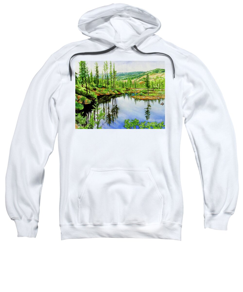 Placer Arts Sweatshirt featuring the painting #439 Reflection #439 by William Lum