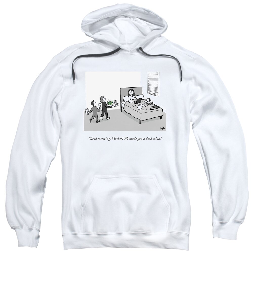 Good Morning Sweatshirt featuring the drawing A Desk Salad by Hilary Allison