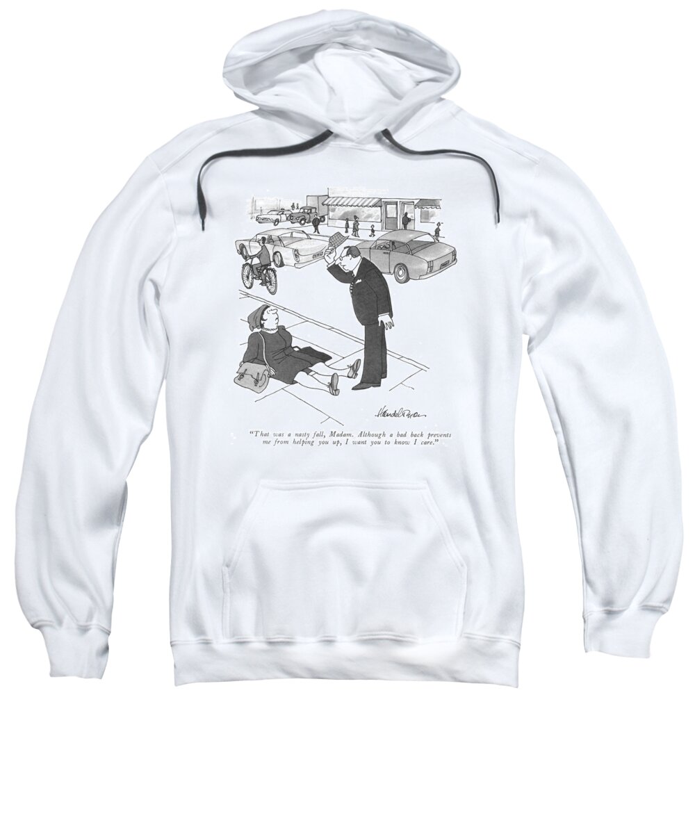 that Was A Nasty Fall Sweatshirt featuring the drawing A Nasty Fall by JB Handelsman