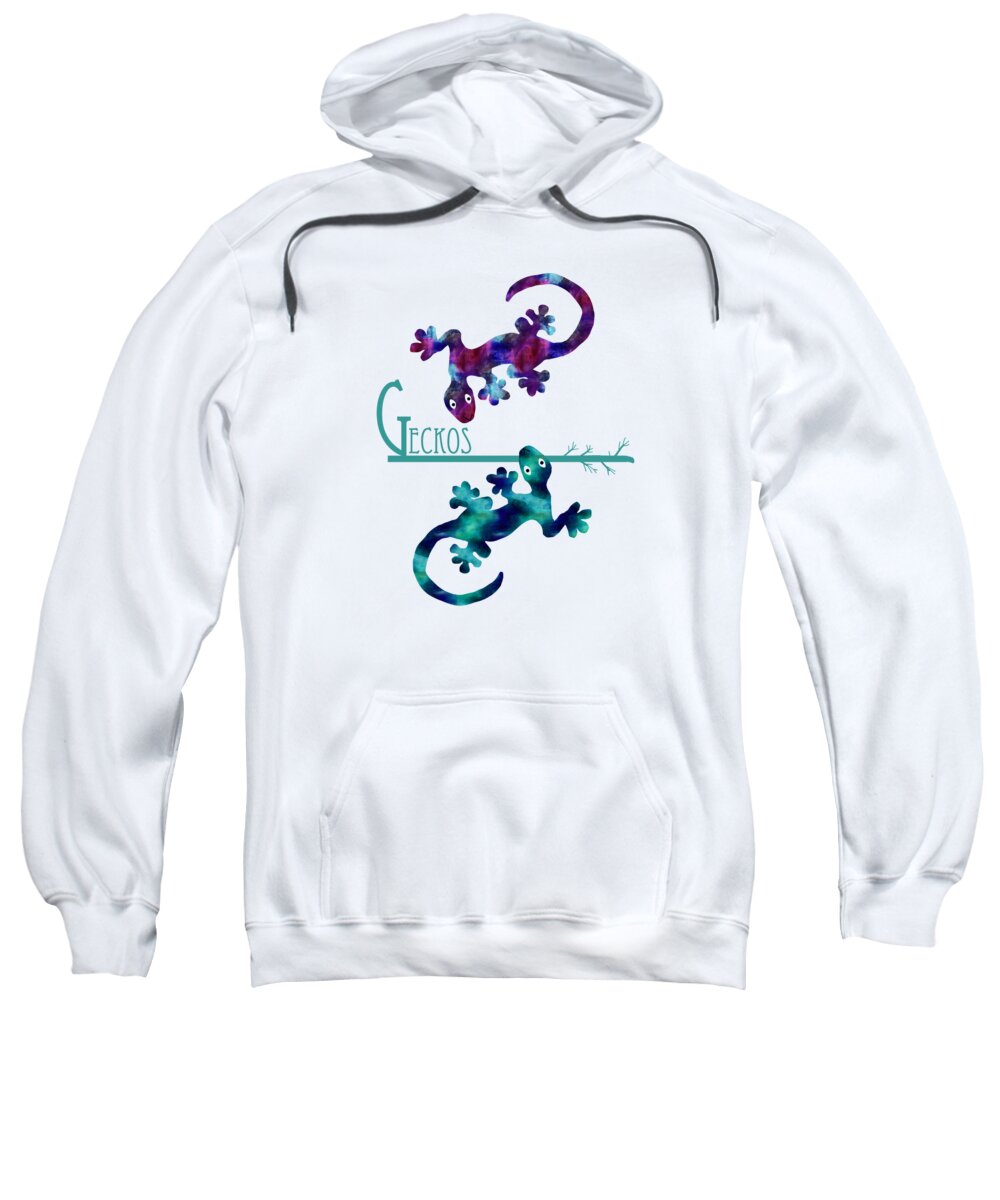 Geckos Sweatshirt featuring the digital art A Pair of Watercolor Geckos by Kandy Hurley