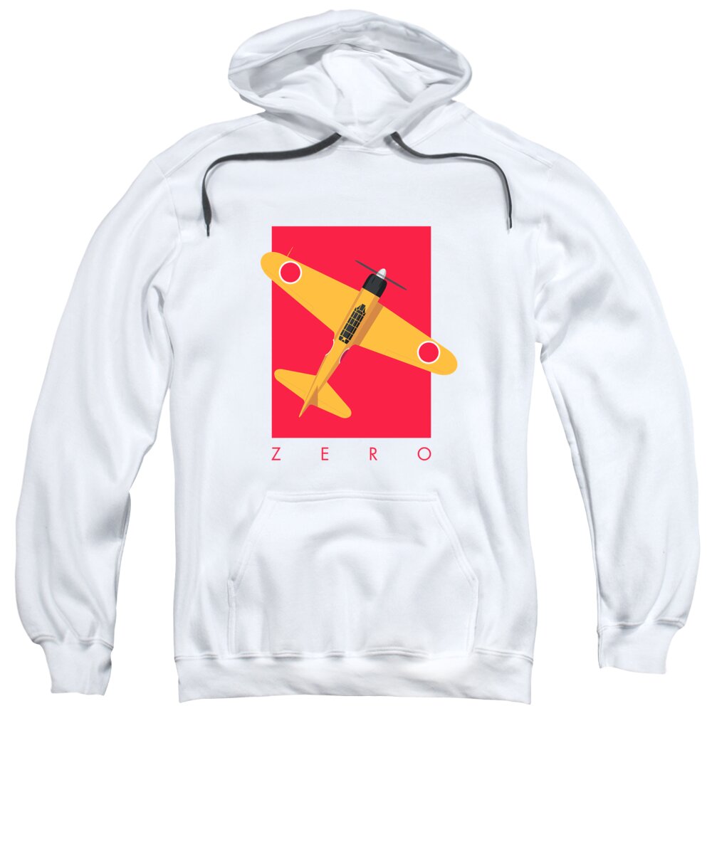 Aircraft Sweatshirt featuring the digital art A6M Zero WWII Aircraft - Yellow by Organic Synthesis