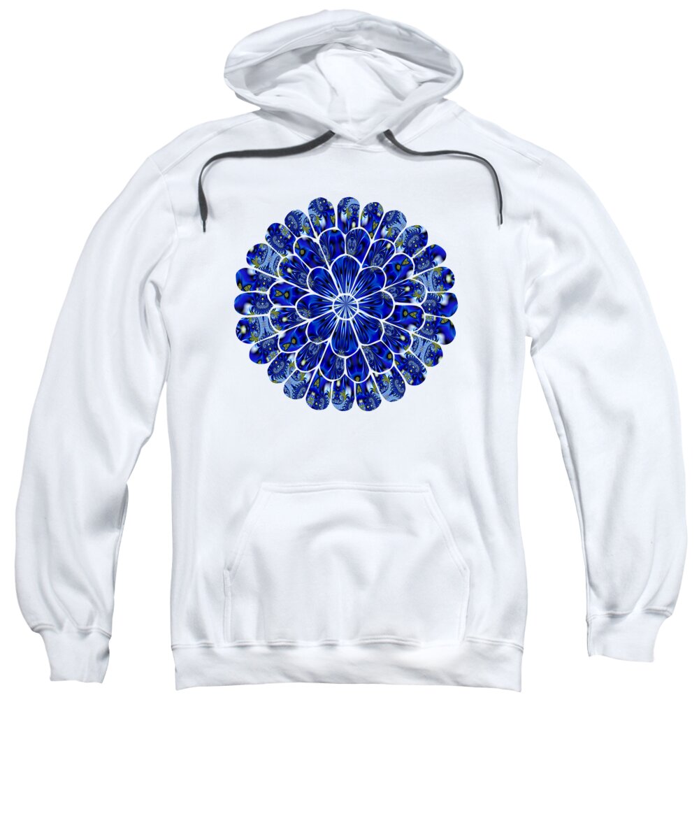 Abstract Blue Fractal Flower Silhouette Sweatshirt featuring the digital art Abstract Blue Fractal Flower Silhouette by Rose Santuci-Sofranko