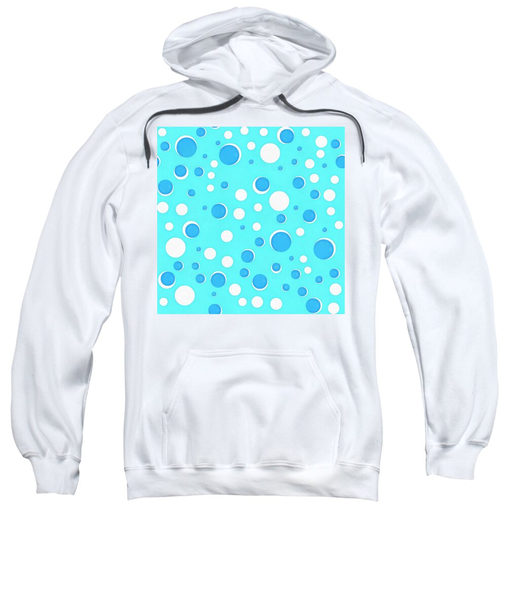 Geometric Abstract Art Sweatshirt featuring the digital art Abstract Blue Polka Dot Art by Caterina Christakos