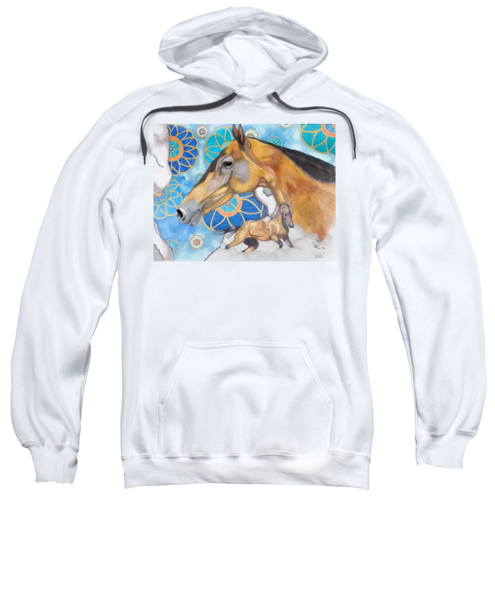 Horse Sweatshirt featuring the drawing Akhal-Teke Horse by Equus Artisan