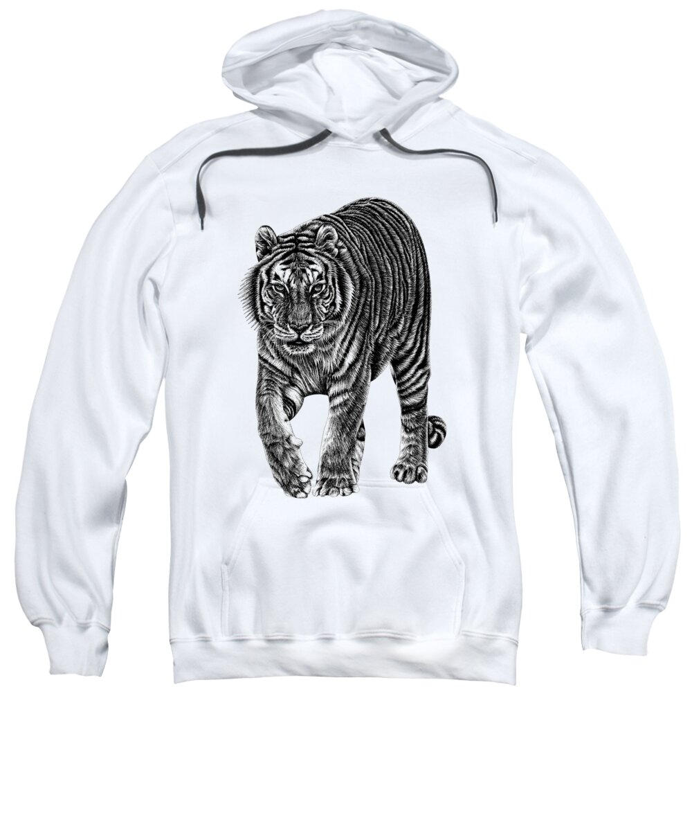 Tiger Sweatshirt featuring the drawing Amur tiger by Loren Dowding