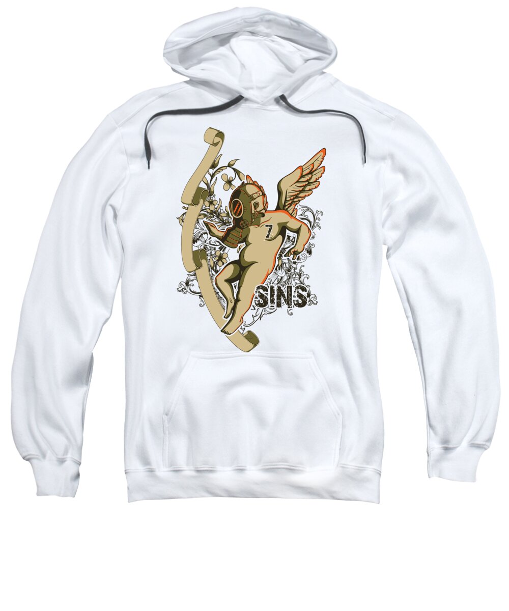 Floral Sweatshirt featuring the digital art Angel with gas mask by Jacob Zelazny