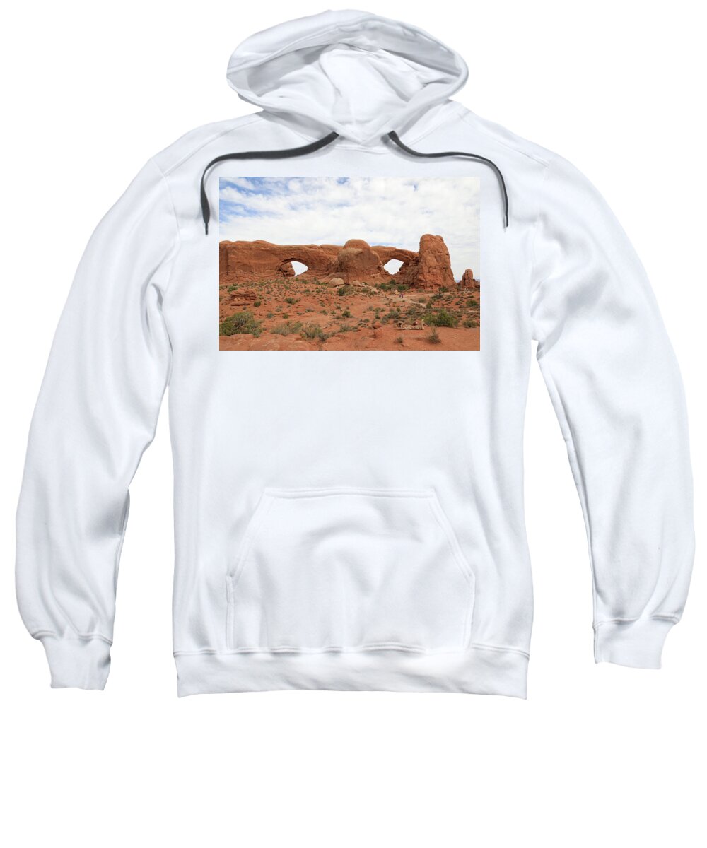 Arches National Park Sweatshirt featuring the photograph Arches National Park - North and South Windows by Richard Krebs
