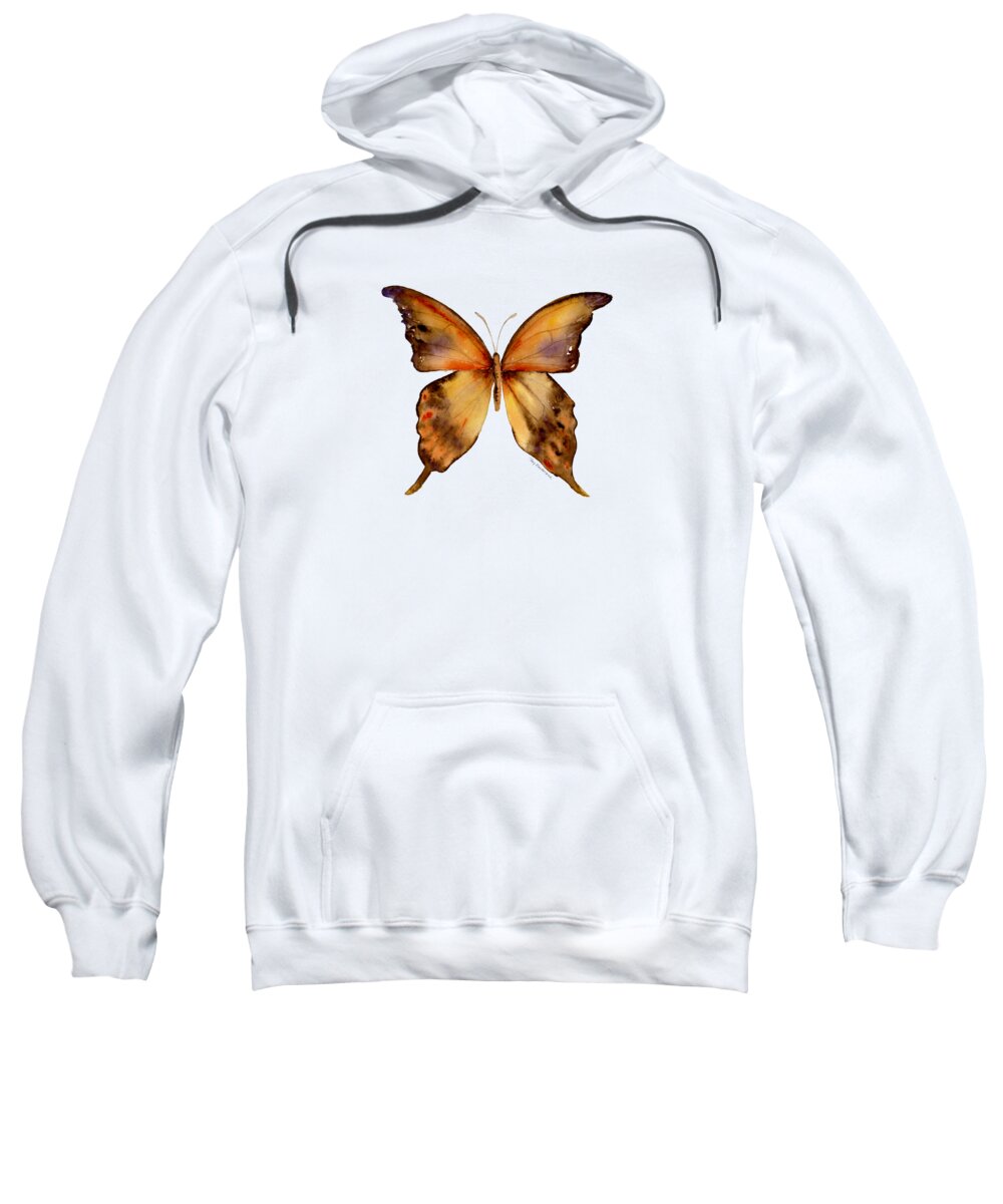 Yellow Sweatshirt featuring the painting 7 Yellow Gorgon Butterfly by Amy Kirkpatrick