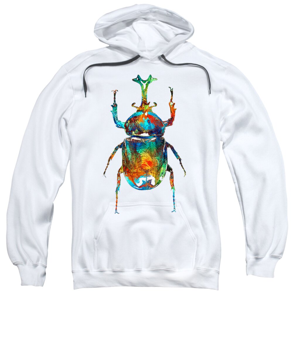 Beetle Sweatshirt featuring the painting Colorful Beetle Art - Scarab Beauty - By Sharon Cummings by Sharon Cummings