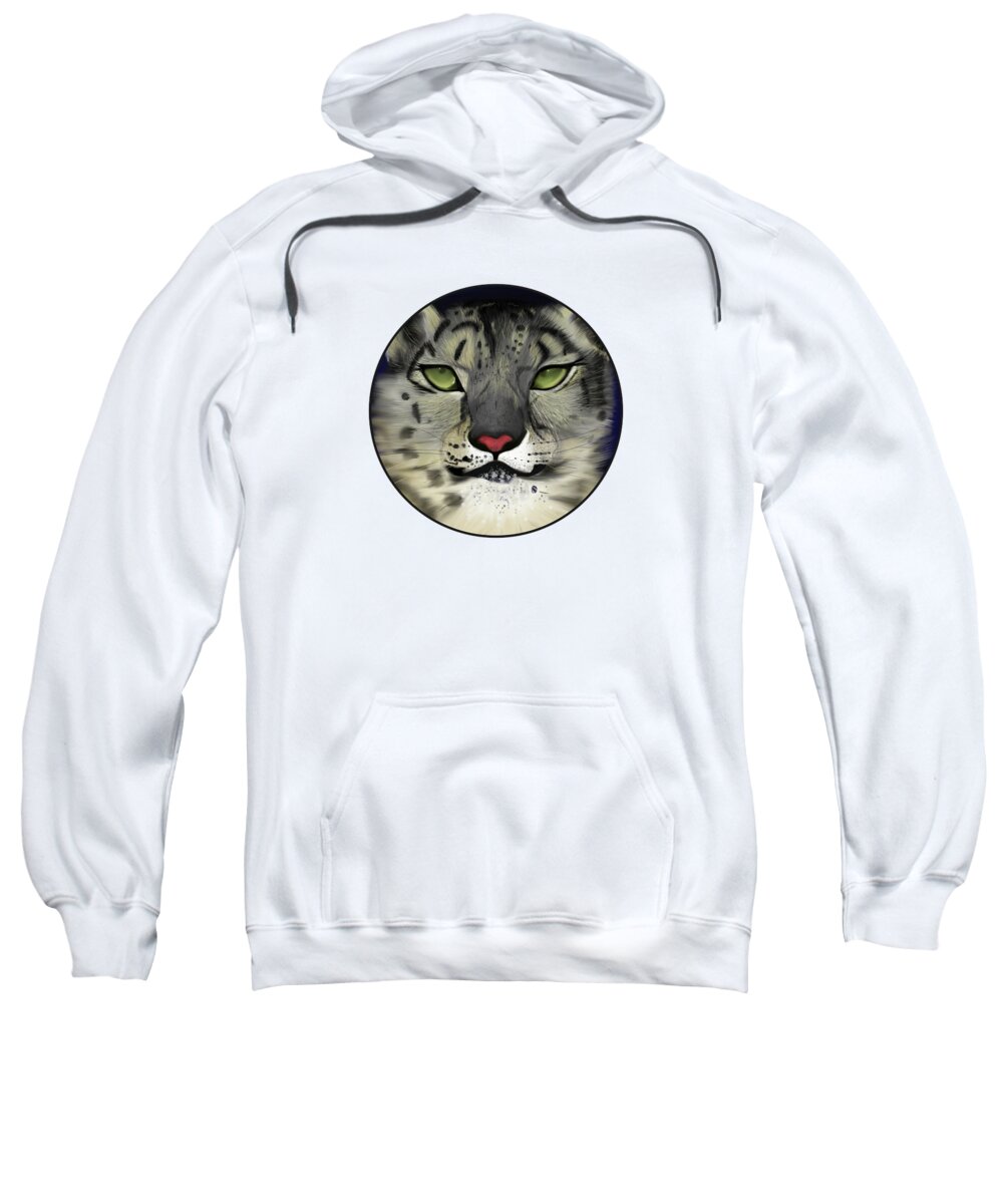 Zoo Sweatshirt featuring the painting Snow Leopard - the Eyes Have It by Barefoot Bodeez Art