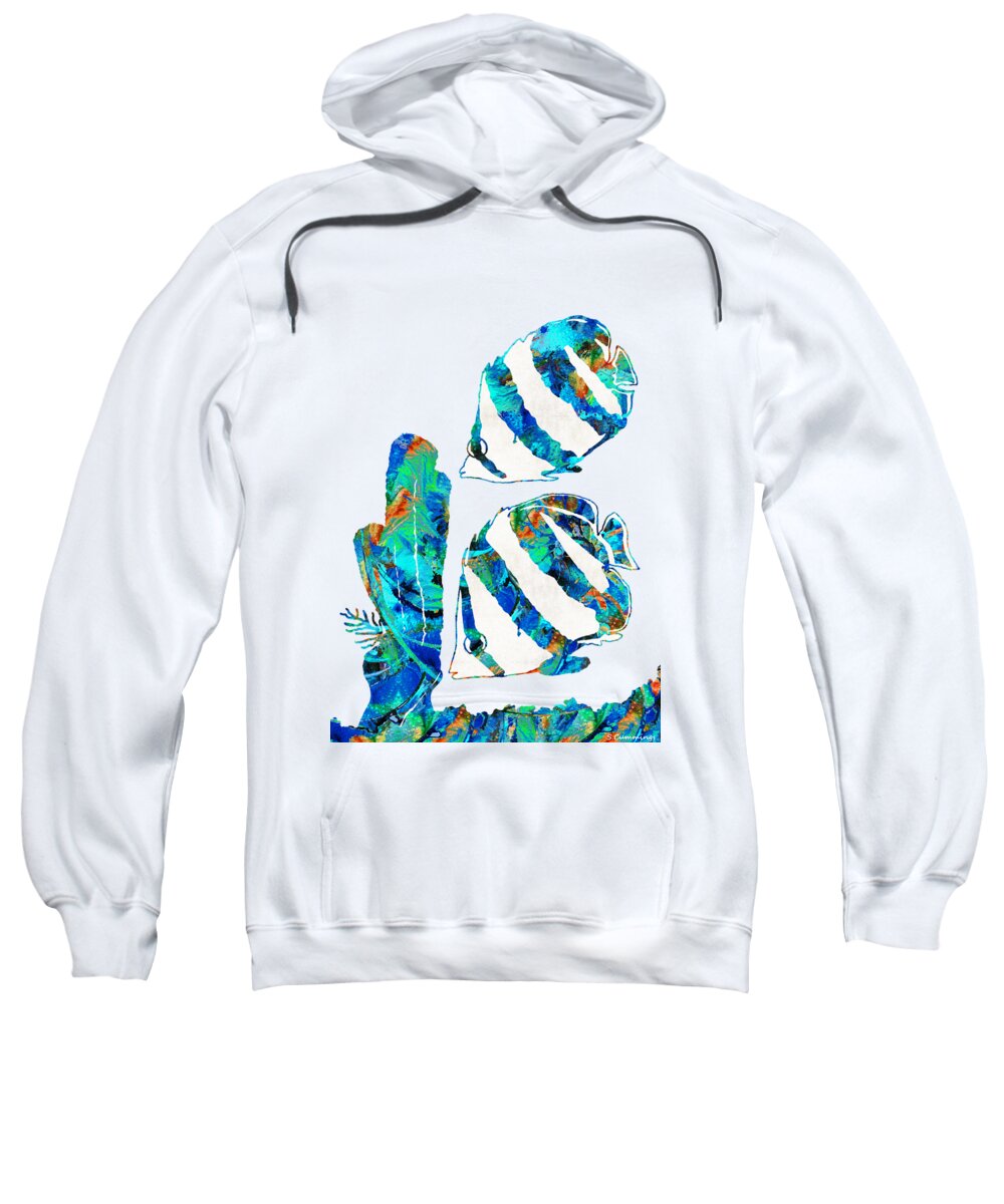 Angel Fish Sweatshirt featuring the painting Blue Angels Fish Art by Sharon Cummings by Sharon Cummings