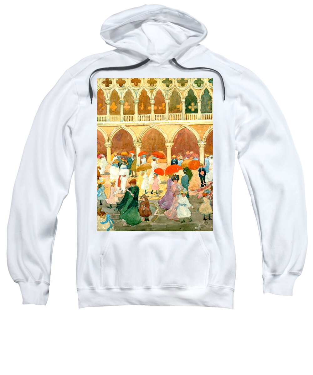 Maurice Prendergast Sweatshirt featuring the painting Sunlight on the Piazzetta #3 by Maurice Prendergast