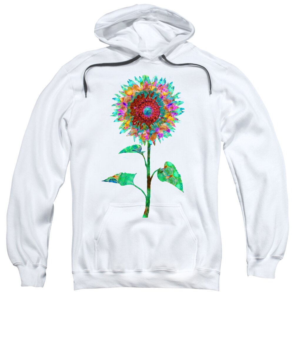 Colorful Art Sweatshirt featuring the painting Wild Sunflower - Colorful Flower Art - Sharon Cummings by Sharon Cummings