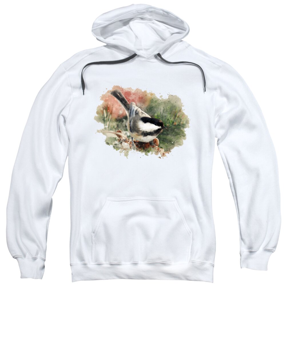 Chickadee Sweatshirt featuring the mixed media Beautiful Chickadee - Watercolor Art by Christina Rollo