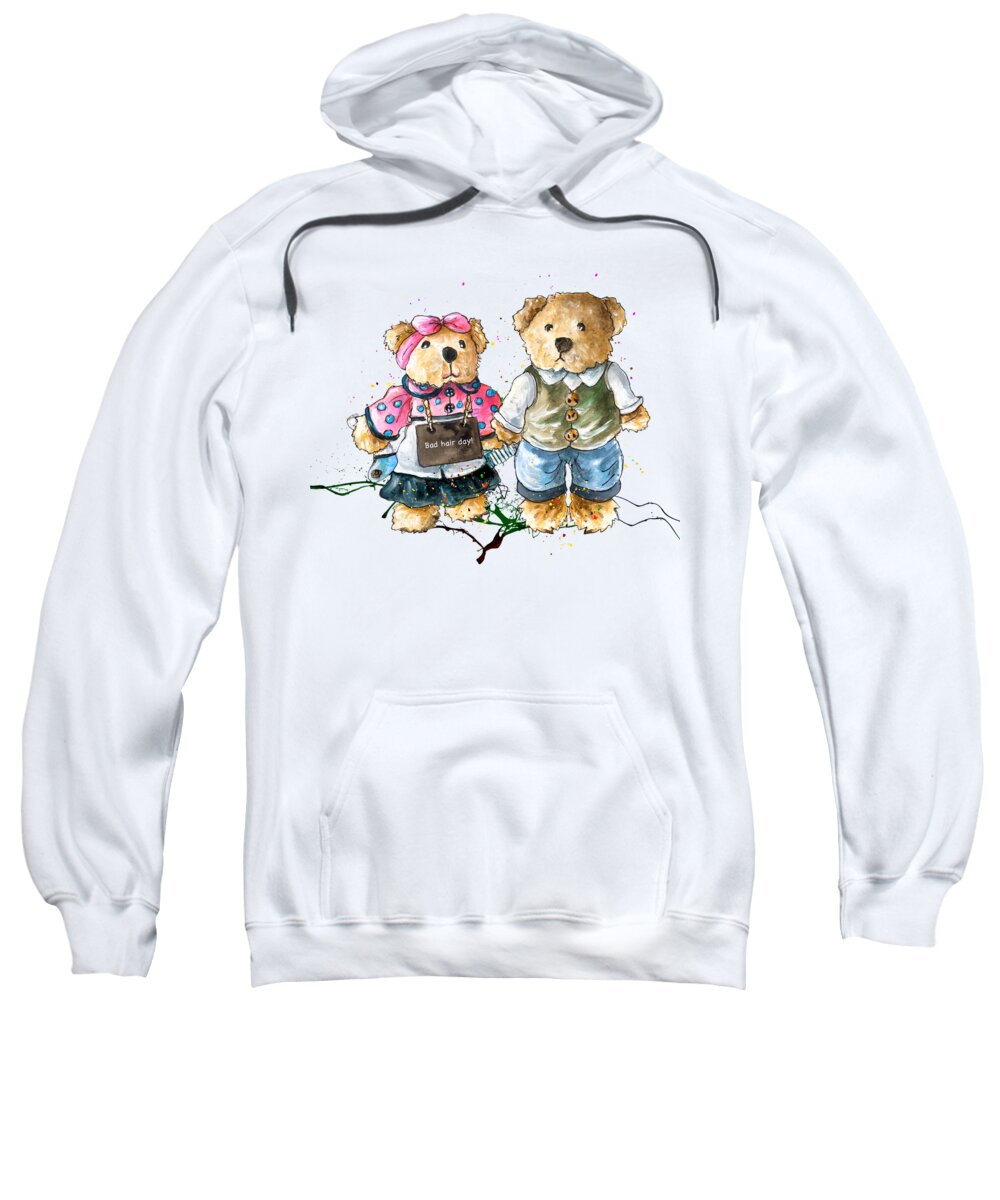 Bear Sweatshirt featuring the painting Bad Hair Day by Miki De Goodaboom