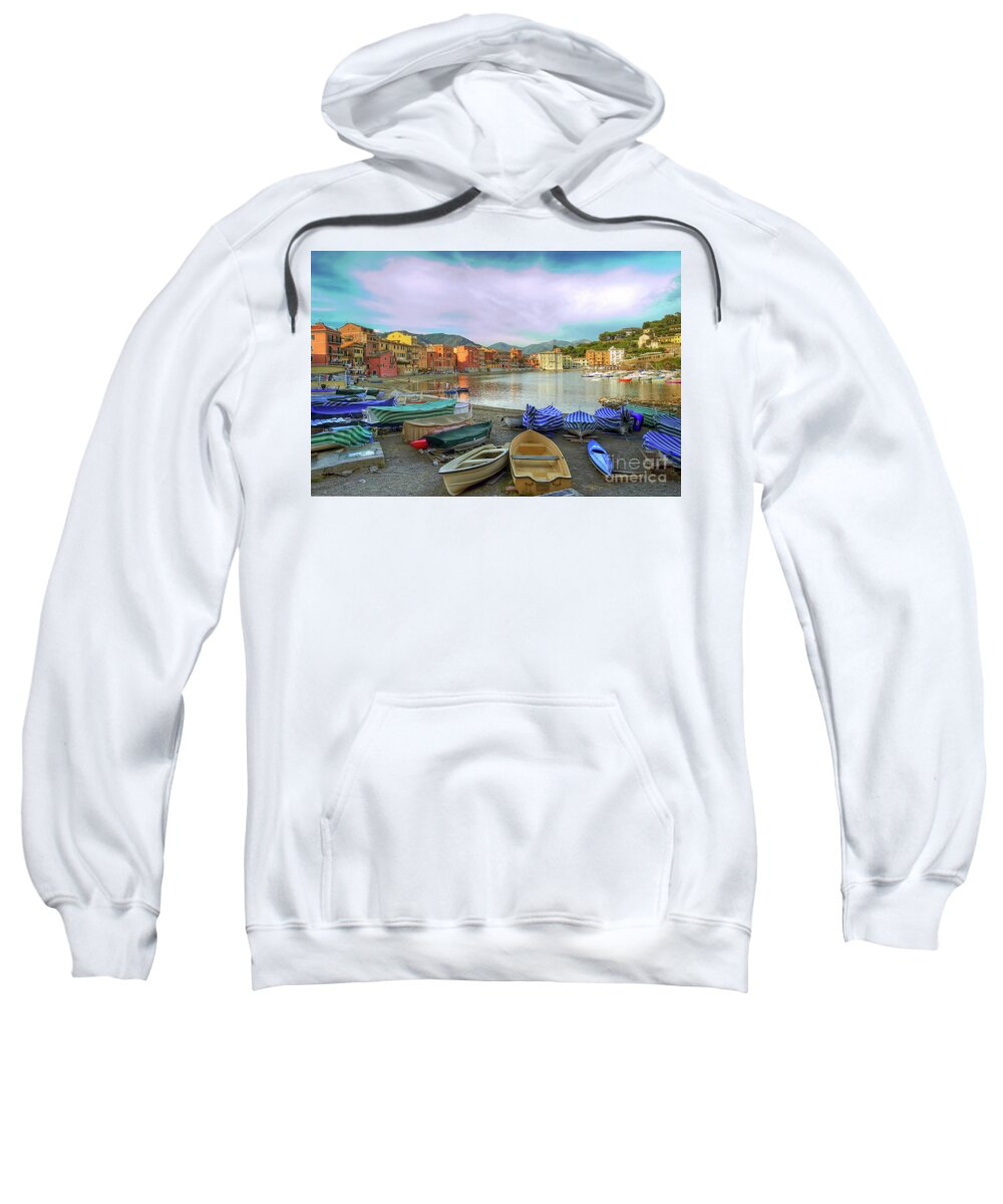 Harbor Sweatshirt featuring the photograph Bay of Silence - Sestri Levante - Italy by Paolo Signorini