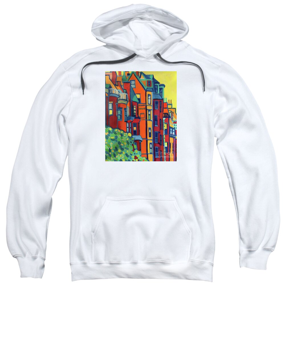 Architecture Sweatshirt featuring the painting Beacon Street Back Bay Boston by Debra Bretton Robinson