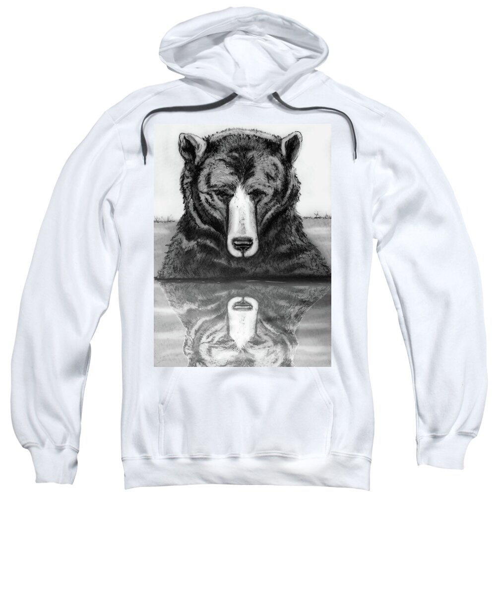 Bear Sweatshirt featuring the drawing Bear Encounter by Judy Cuddehe
