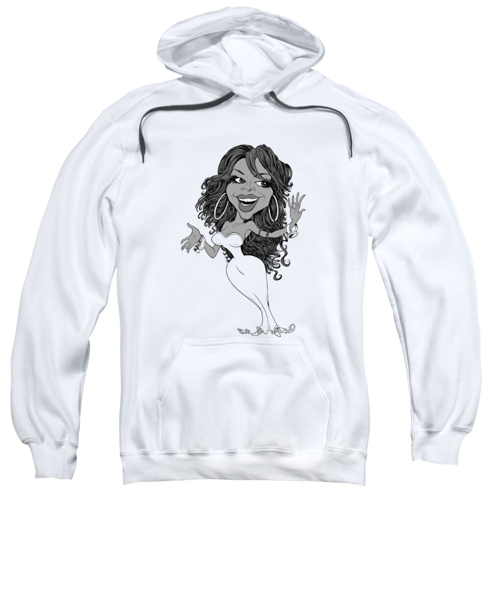 Cartoon Sweatshirt featuring the drawing Beyonce 2014, gray tones by Mike Scott
