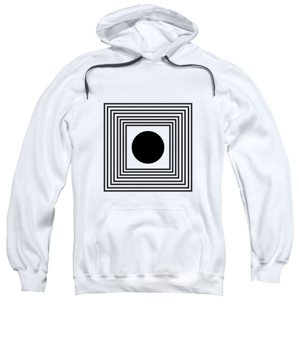 Abstract Sweatshirt featuring the mixed media Black And White Minimalist Abstract Geometric Art by Modern Abstract