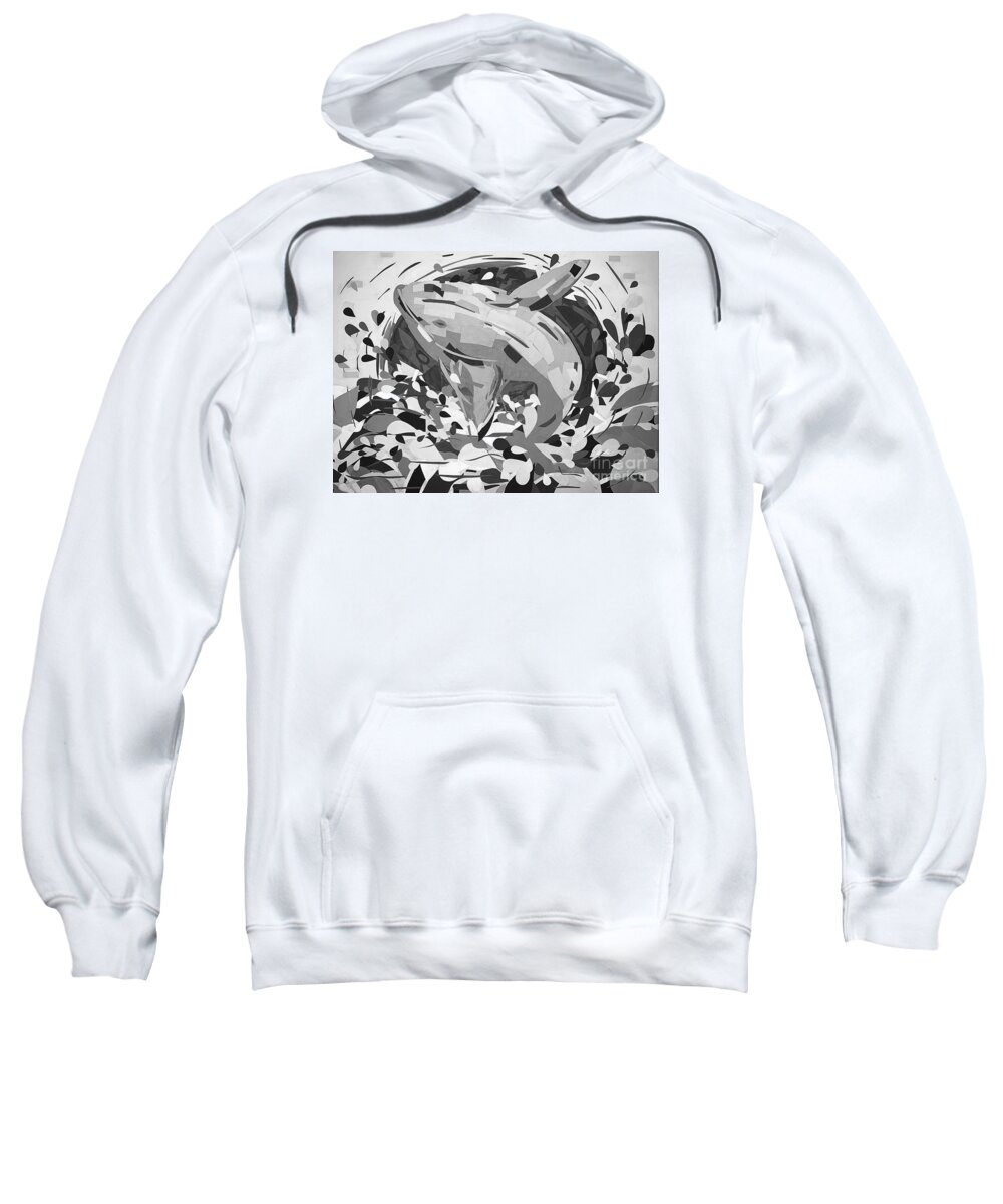 Pacific Coast Sweatshirt featuring the painting Black and White Whale Breaching by Christie Olstad