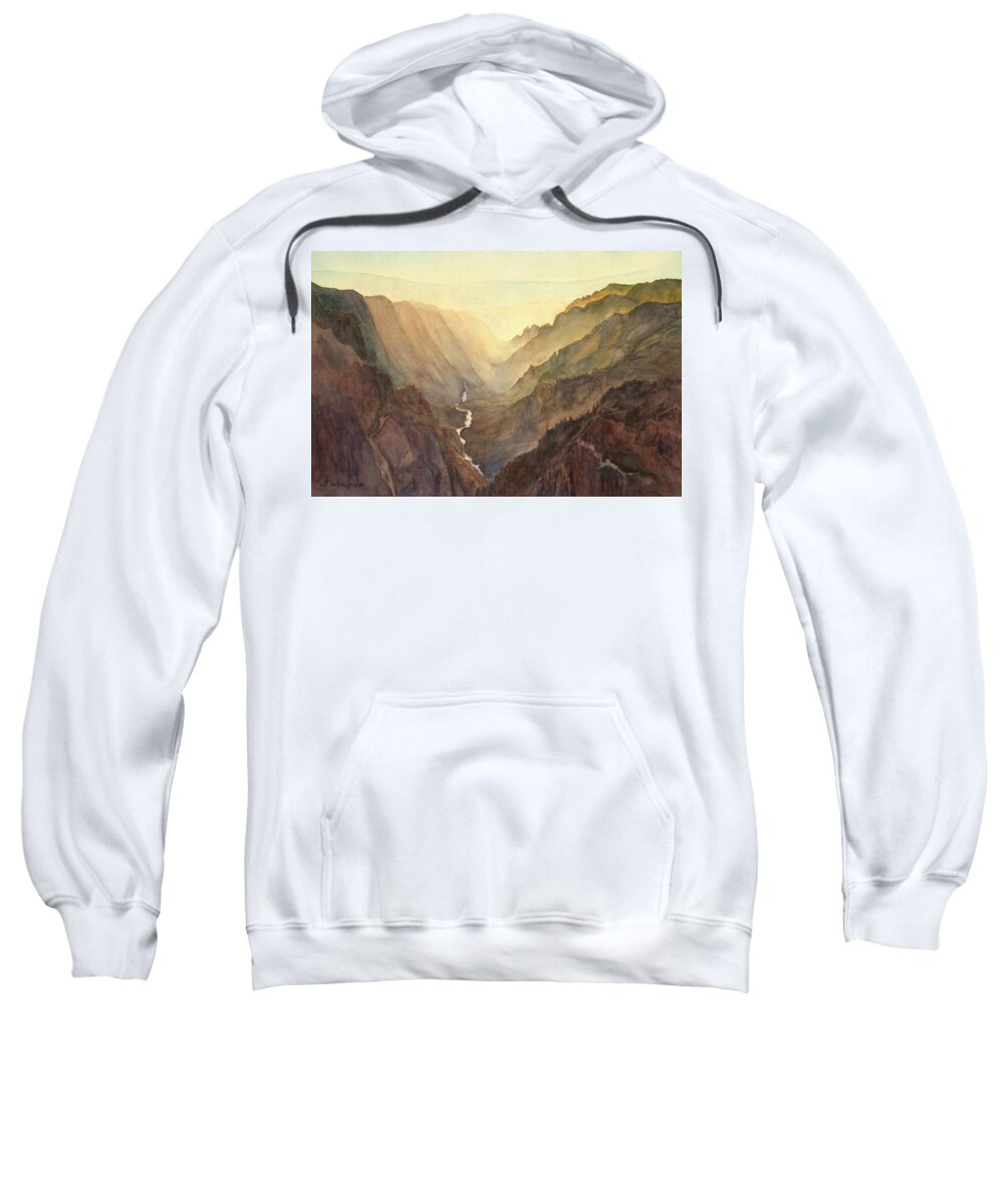 Joan Wolbier Artist Sweatshirt featuring the mixed media Black Canyon by Joan Wolbier