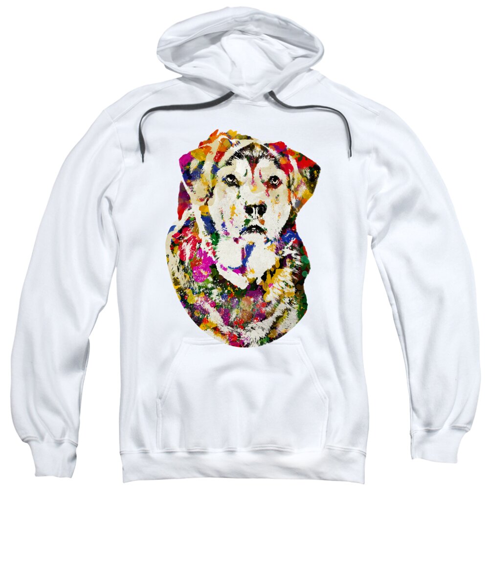 Dog Sweatshirt featuring the mixed media Black Lab Dog Watercolor Art by Christina Rollo