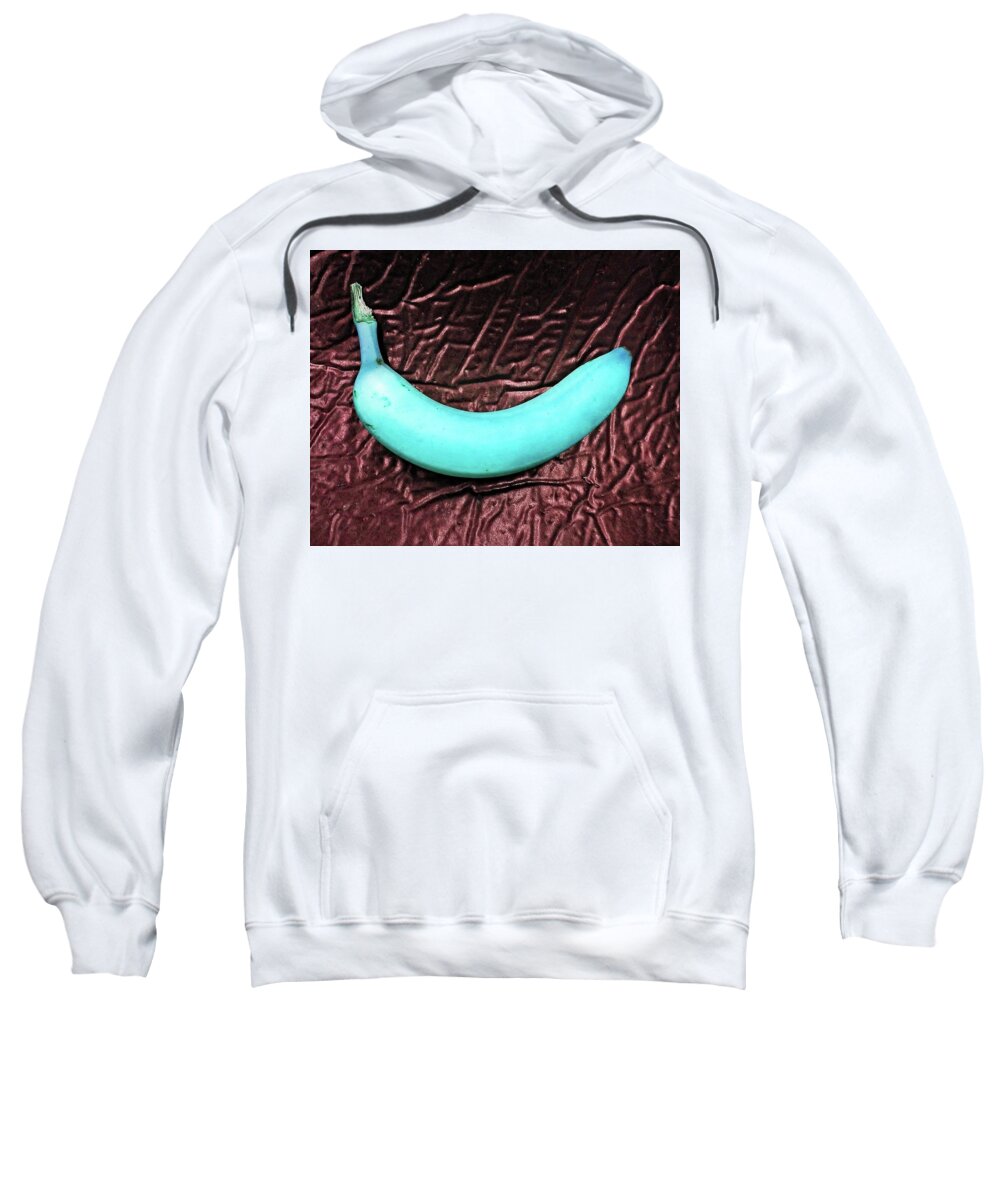 Food Sweatshirt featuring the photograph Blue Banana on Chocolate by Andrew Lawrence