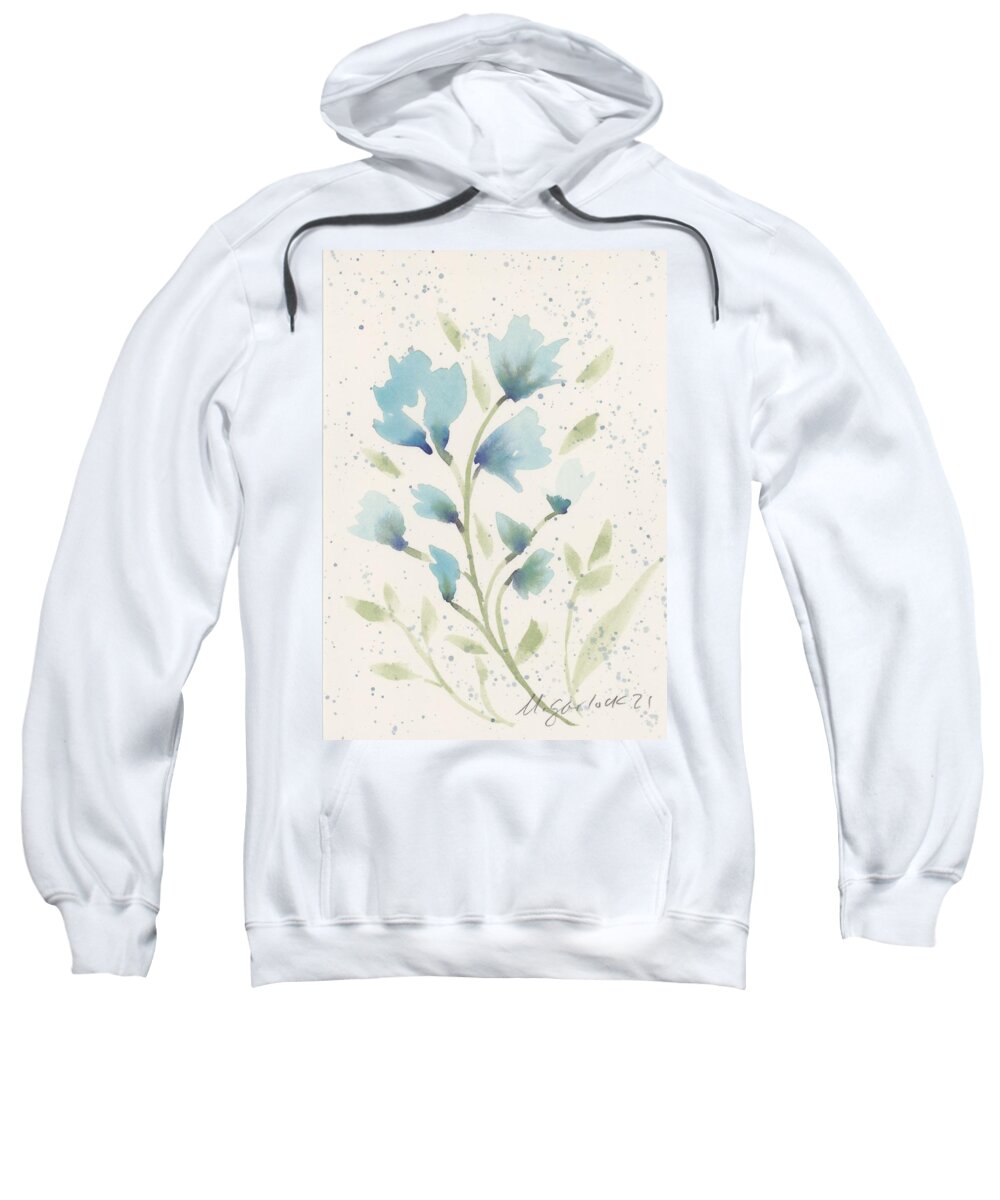 Watercolor Sweatshirt featuring the painting Blue Bouquet by Michelle Garlock