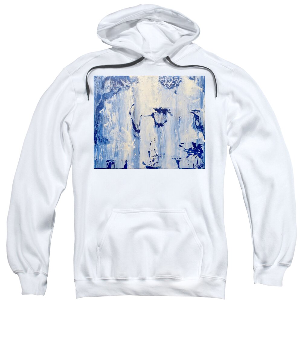 Blue White Art Sweatshirt featuring the painting Blue Ice No. 2 by J Loren Reedy