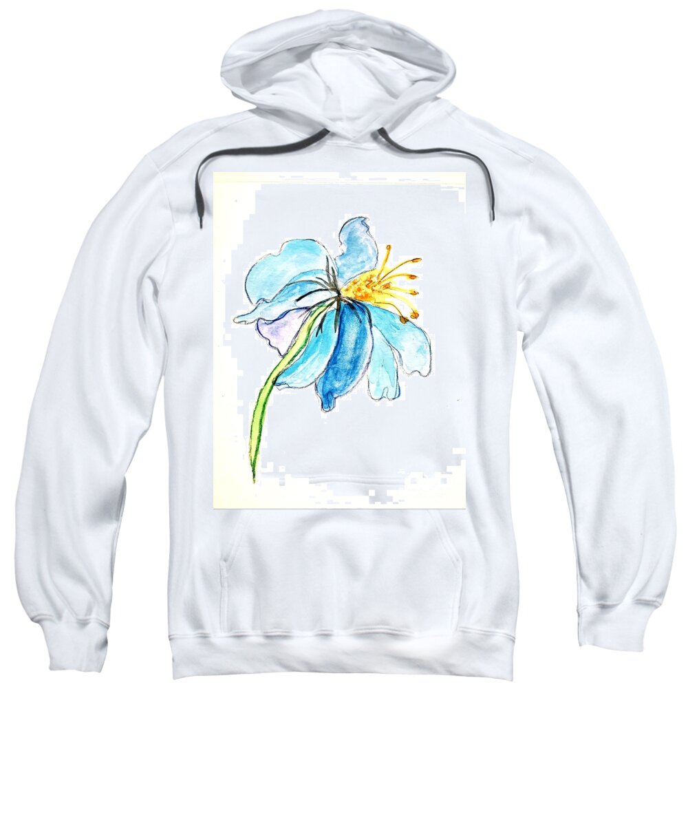 Enhances Our Throat Chakra Sweatshirt featuring the painting Blue Lily by Margaret Welsh Willowsilk