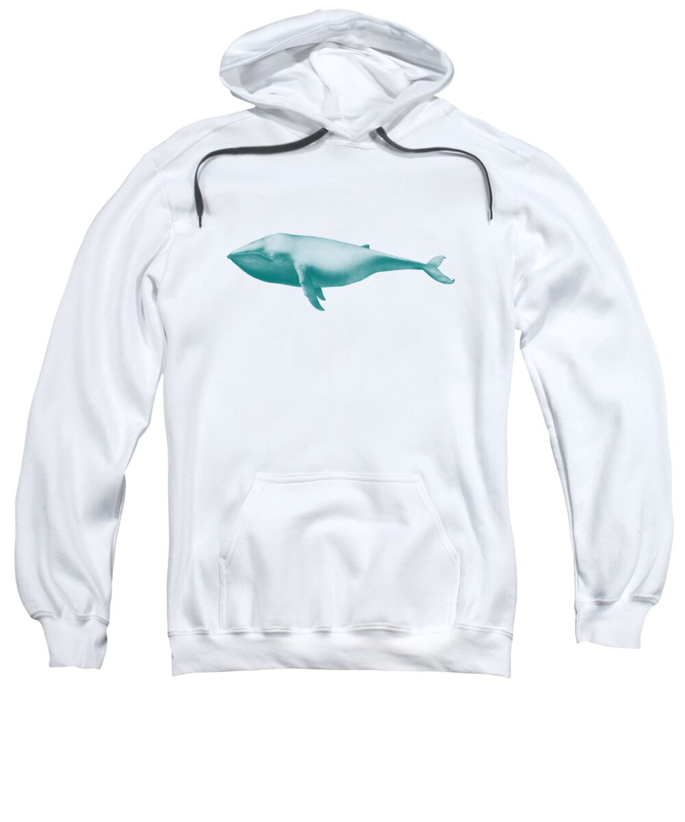 Whale Sweatshirt featuring the digital art Blue Whale by Madame Memento