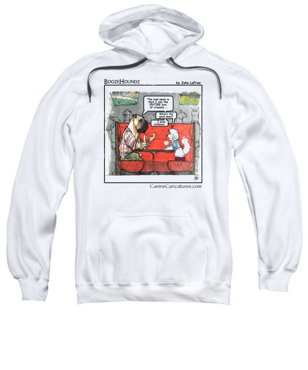 Shar Pei Sweatshirt featuring the drawing BOOZEHOUNDZ Rainbows by Canine Caricatures By John LaFree