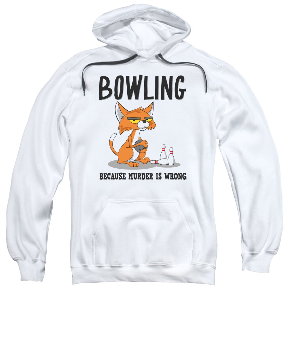 Bowler Sweatshirt featuring the digital art Bowlers Cat Lovers Sports Bowling Pins Cats by Toms Tee Store